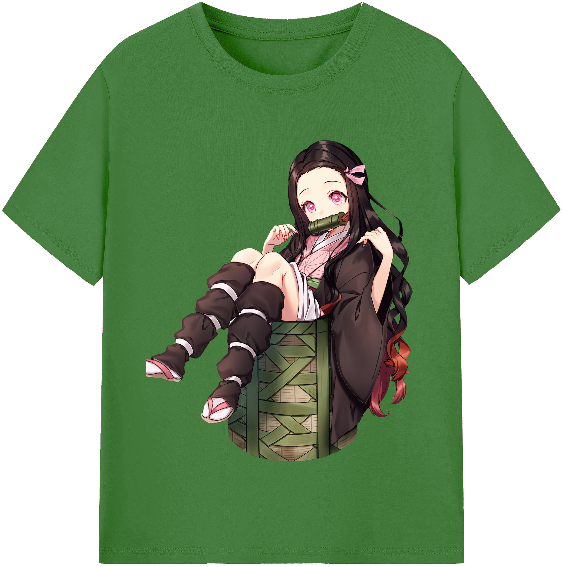 （画像用） 鬼滅の刃（きめつのやいば）竈門 禰󠄀豆子／かまど ねずこ Kamado Nezuko レディースカジュアルプリントTシャツ（綿100％）